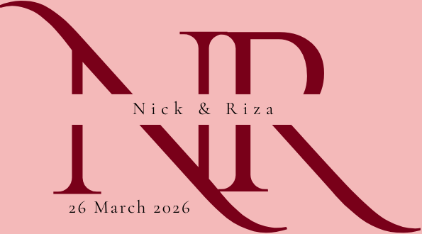 Wedding monogram, colored, with text